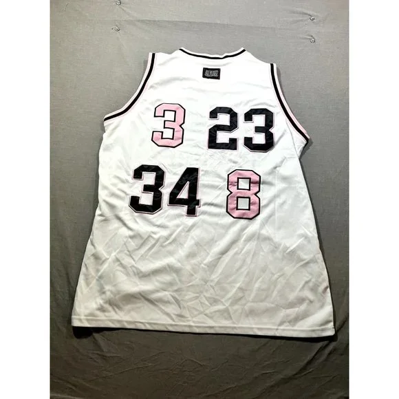 All Playaz Streetwear Basketball Jersey Tank Top White & Pink Patches Adult 2XL - Picture 9 of 9